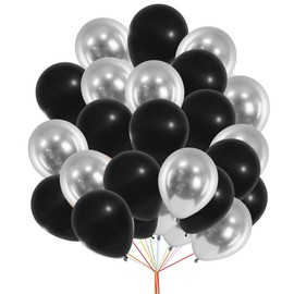 Black Silver Balloons 10 Inch Silver Black Balloons Happy Birthday Balloons Baby Shower Wedding Christmas Anniversary Bridal Cocktail Party Supplies 30 Pack