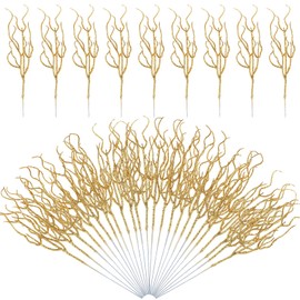 Jutom 30 Pcs Glitter Christmas Tree Pick 13.7 x 2.7 Inch Curly Tall Tree Filler Branches Christmas Tree Sprigs and Twigs Decorations for Vase Christmas Tree Xmas Gift Wedding Decoration(Gold)