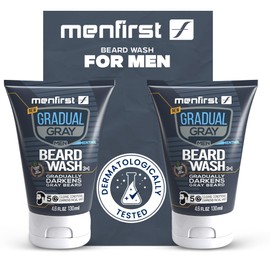 MENFIRST 3-in-1 Gradual Gray Beard Wash Shampoo for Dark Shades – Hypoallergenic, Harsh Chemical-Free & Dermatologist-Tested Beard Dye for Men – 4.6 Fl Oz (Pack of 1)