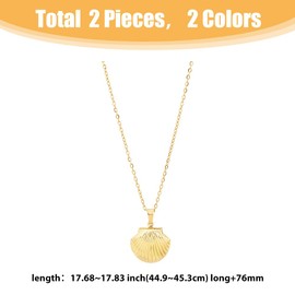 UNICRAFTALE 2Pcs 2 Colors Seashell Charm Necklace 45.3CM Gold Locket Shell Pendant Necklace Fashion Beach Titanium Steel Necklace Adjustable Long Chain Choker Pendant Necklaces Jewelry for Woman s