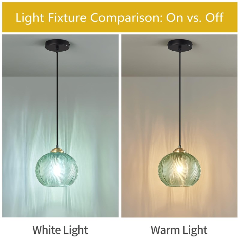 LBSQJ Green Glass Pendant Lights Kitchen Island 1 Pack 7.48