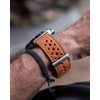 [hemsut h] Genuine Leather Watch Band, Perforated Design, Soft and