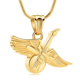 zeqingjw Wing Guitar Cremation Jewelry Urn Necklace Memorial Necklaces Ash Holder for Human Pets Keepsake Jewelry for Loved Ones