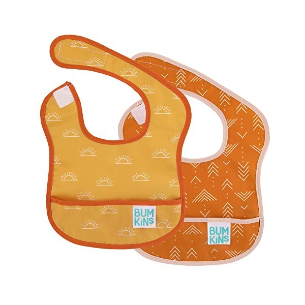 Bumkins Starter Bib, Baby Bib Infant, Waterproof Fabric, Fits Infants and Babies 3-9 Months (2-Pack) Desert Boho