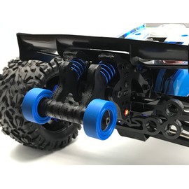 QingLeng Nylon Sturdy & Stable Wheelie Bar with Dual Spring Buffer for Traxxas 1/10 EREVO 2.0 E-REVO E REVO - Blue Wheels