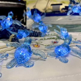 Blue Sea Turtle String Lights Christmas Nautical Wall Décor 10ft 30 LEDs with Remote Powered by USB Plug-in for Summer Ocean Themed Wedding Baby Shower Birthday Party House Decoration