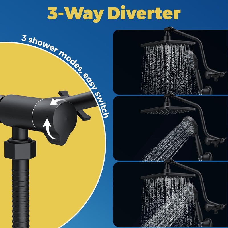 WRISIN 10 Inch Rain Shower Head with Handheld Spray, 7-Function