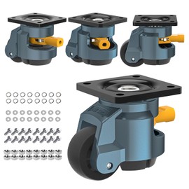 Leveling Casters with Upgraded Ratchet Handle Design,360 Degree Swivel Castor Wheels, Adjustable Heavy Duty Casters with Feet for Workbench, Machine, Total Capacity 2200 Lbs