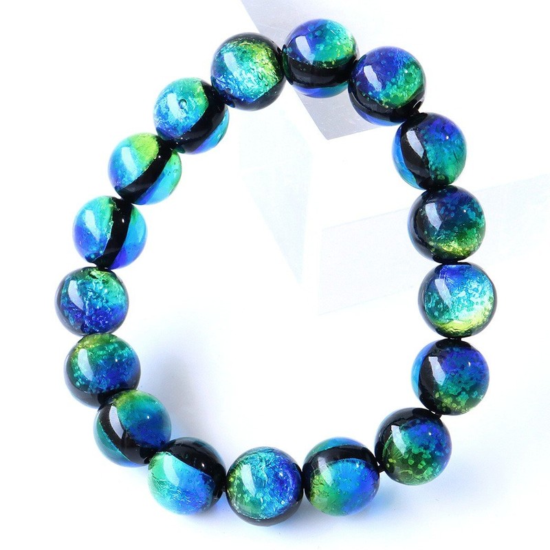 Gold Stone Keramarin Firefly Glass Bracelet, 0.5 inches (12 mm),