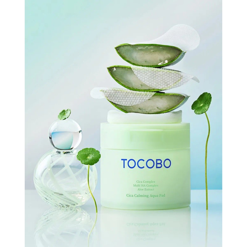 Tocobo Cica Calming Aqua Pad Toner Pads Refrescantes Momento Aplicación