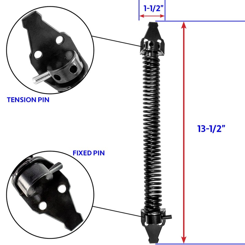 Black Wood Gate Self Closing - 13" Adjustable Spring Tension