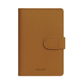 VULKIT Leather Passport Travel Wallet for 2 Passports Slim Double Passport Holder RFID Blocking with ID Window for Women or Men