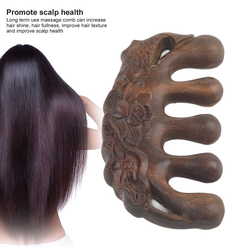 Meridian Wide Tooth Massage Comb Green Sandalwood Head Scalp Massage