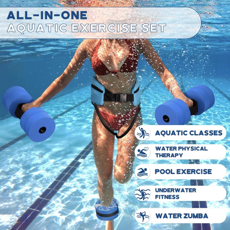 Hikeen 6-Piece Water Aerobics Pool Exercise Equipment, Aqua Aerobics Equipment