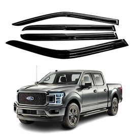 Fits 2021 2022 2023 Ford F-150 Acrylic Safe Wind Deflector, Front & Rear Window Vent Visors, Sun, Rain, and Vent Protection, Tape-On Outside-Mount,4-Pieces Window Deflector Guard Kit, 2mm-Thick