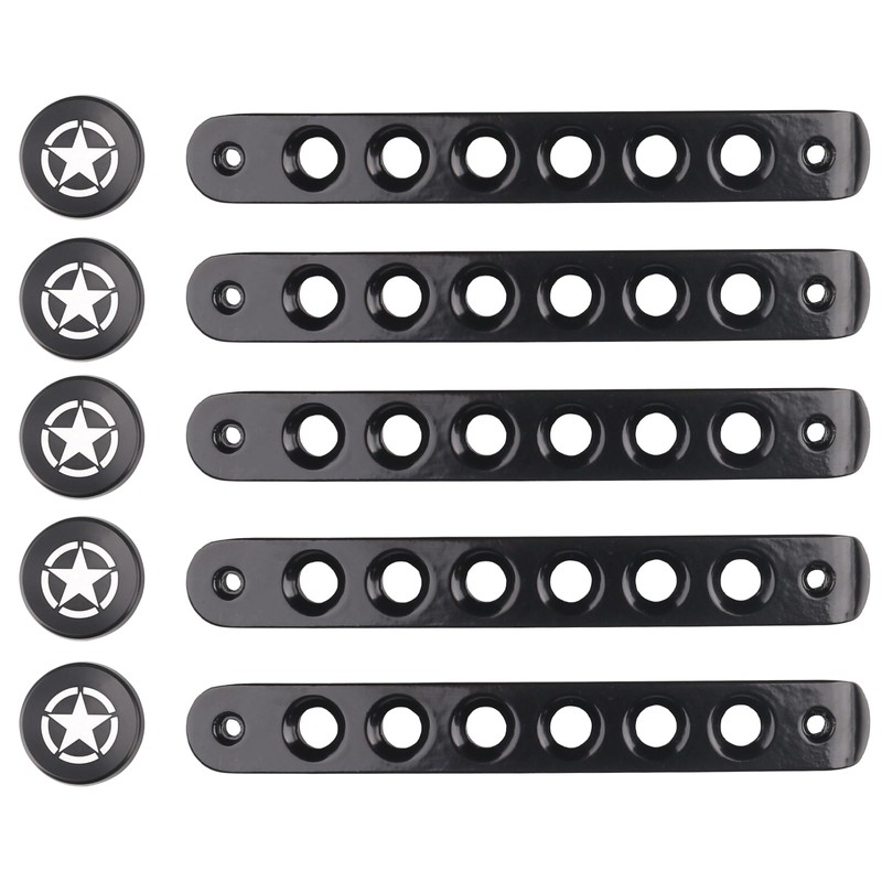 PKEDUO Black Door Handle Inserts + Star Push Button Covers