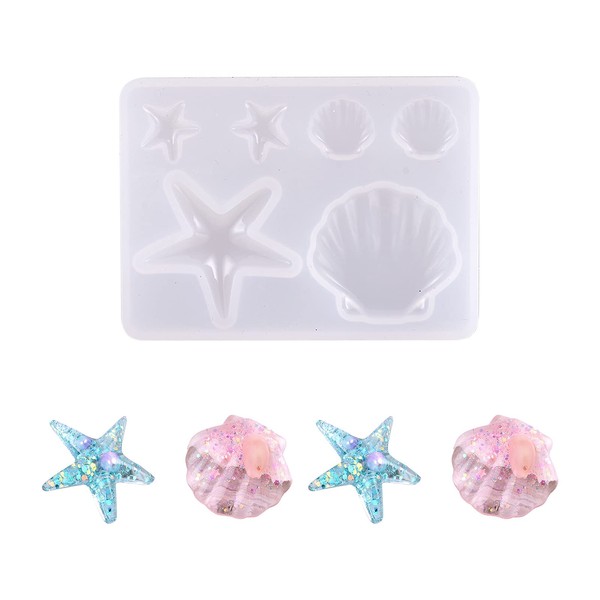 Craftdady 5pcs Starfish Shell Jewelry Silicone Mold Ocean Marine Seashell