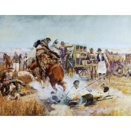 Bronc to Breakfast Charles M. Russell Cowboy Western Horses Paper Print 26x20 😍