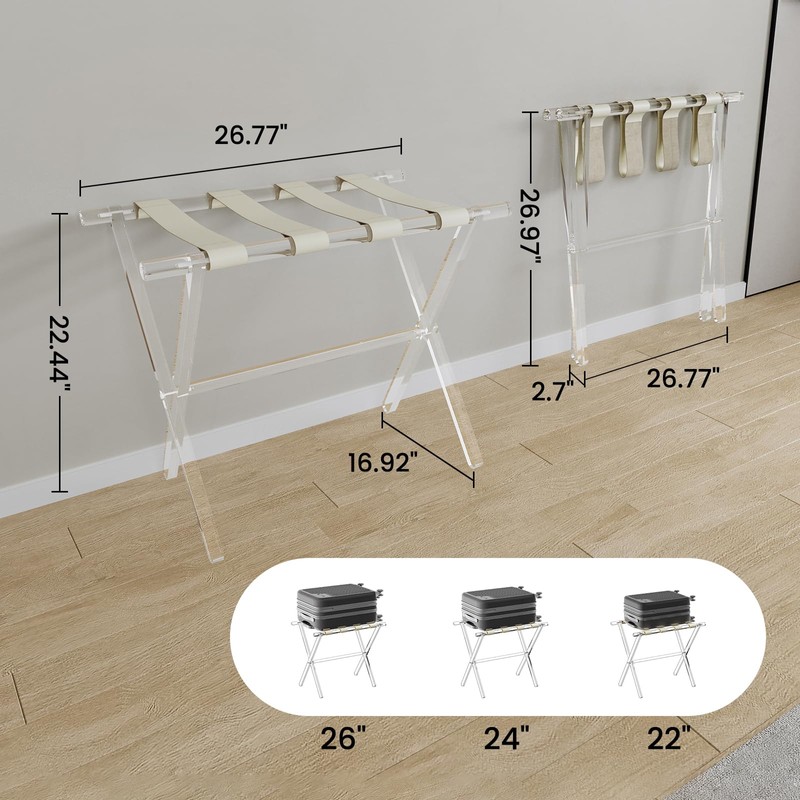 Sumerflos Acrylic Luggage Rack for Guest Room - Foldable Suitcase