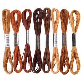 CABODYALS 8 Skeins 6 Strands Brown Embroidery Floss Threads Polyester Variegated Gradient Cross Stitch Thread Friendship Bracelet String Bulk for Jewellery Making Hand Sewing Knitting Stitching Crafts