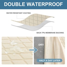 Genina Waterproof Seat Covers for Dining Room Chairs, Stretch Chair Covers Removable Washable Dinning Room Kitchen Chair Seat Cushion Slipcovers (Argyle-Beige, 2 PCS)