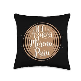 100% Brown Sugar Gift Black Pride Tees Co. Pura Azucar Morena Regalo 100% Brown Sugar Spanish Throw Pillow, 16x16, Multicolor