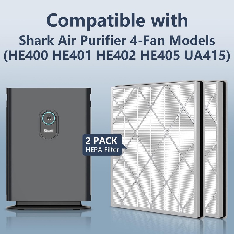 2 Pack HE401 Fi-lter Replacement Compatible with Shark Ai-r Puri-fier