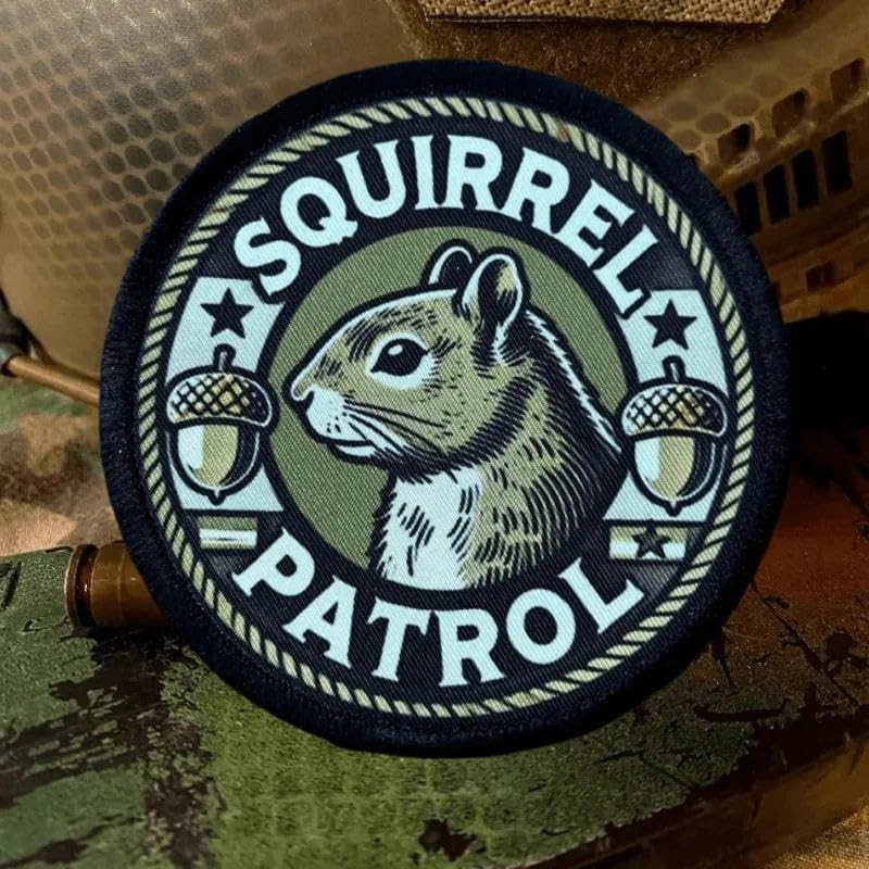 Patches for Backpacks, Funny Secret Squirrel Patrol Printing Patches Embroidered