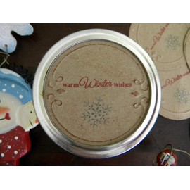 Christmas Mason Jar Labels Warm Winter Wishes Canning Jar Lid Toppers Regular Mouth Set of 12