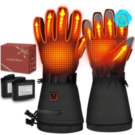 Heated Gloves for Men Women Rechargeable - Waterproof Electric Heating Ski Gloves 7.4V 22.2WH Battery with Touchscreen, 3-Level Adjustable, Winter Warming Glove for Outdoor Hunting Hiking Camping