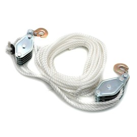 Unbranded 4000 Lbs/2 Ton 65FT Poly Rope Hoist Pulley Wheel Block, Tackle 7:1 Lifting Ratio