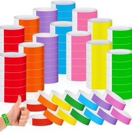 1400 pulseras de papel de colores, pulseras de neón, pulseras impermeables, pulseras de eventos para festivales, fiestas, parques infantiles, conciertos y muchas otras ocasiones (7 colores)