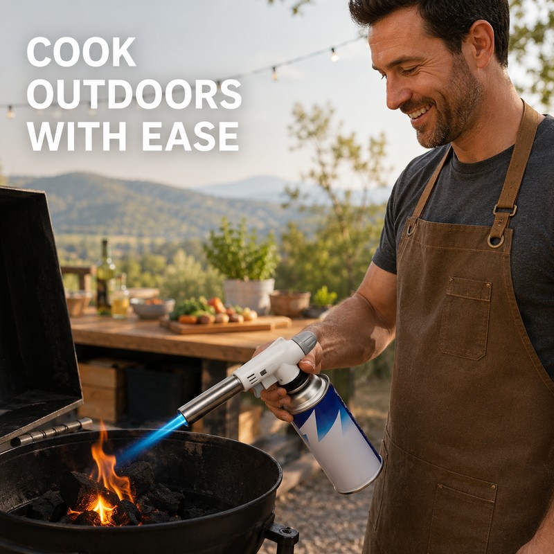 Portable Gas Torch for BBQ & Camping – Adjustable Flame