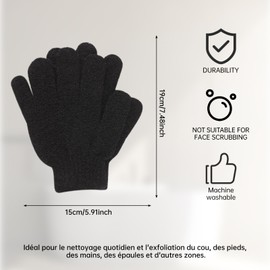3 Pair Shower Gloves Exfoliating, Deep Clean Body Exfoliator Scrub, Dead Skin Remover Shower Body Scrub Gloves for Shower, Spa, Massage and Dead Skin Cell Remover Loofah - Black, Pink, White