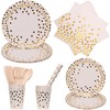 Trimming Shop White and Gold Party Supplies Set, 80pcs Disposable