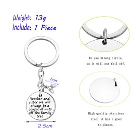 Key Ring Family Brother And Sister We Will Always Be Charm Pendant Birthday Gifts Key Holder Men Women