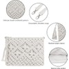 Dwellia Women's Boho Crocheted Purse Summer Beach Crossbody Bag, White,