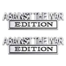 CARRUN 2 Pcs AGINST The WAR Edition Emblem Car Side Rear Front Hood Trunk Door Badge 3D Decal Sticker Fit for Car Truck SUV (AGINST The WAR, Silver Black), CR-Edition
