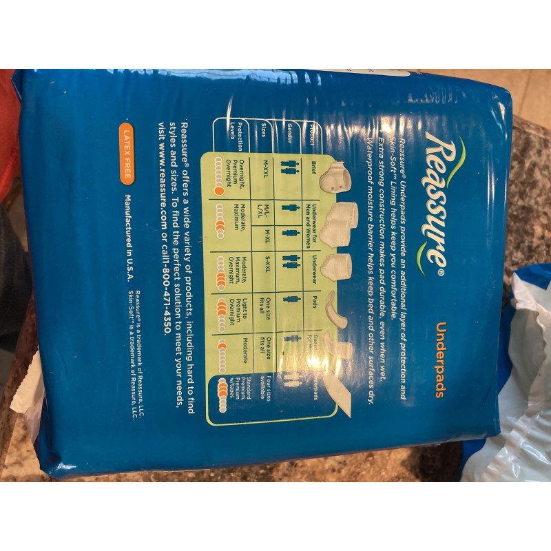 Reassure Underpads 23” X 36”, 15 Count, Standard Protection Level