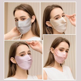 Mulberry Silk Sun Protection Mask - UPF 50+ Lightweight Facial Shield for Outdoor Use (Pink)