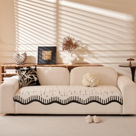 Super Soft Couch Cover, Non-Slip Cushion Sofa Cover Furniture Protector Cushion Armrest Backrest Cover for Dogs Cats Kids (Beige, 90 * 90cm)