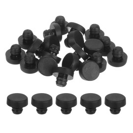 uxcell 30Pcs Glass Table Top Bumpers with Stem, Black Rubber Push in Bumpers for 6.5mm/0.26" Hole, PVC Rubber Grippers Table Spacers for Table Furniture Cabinet