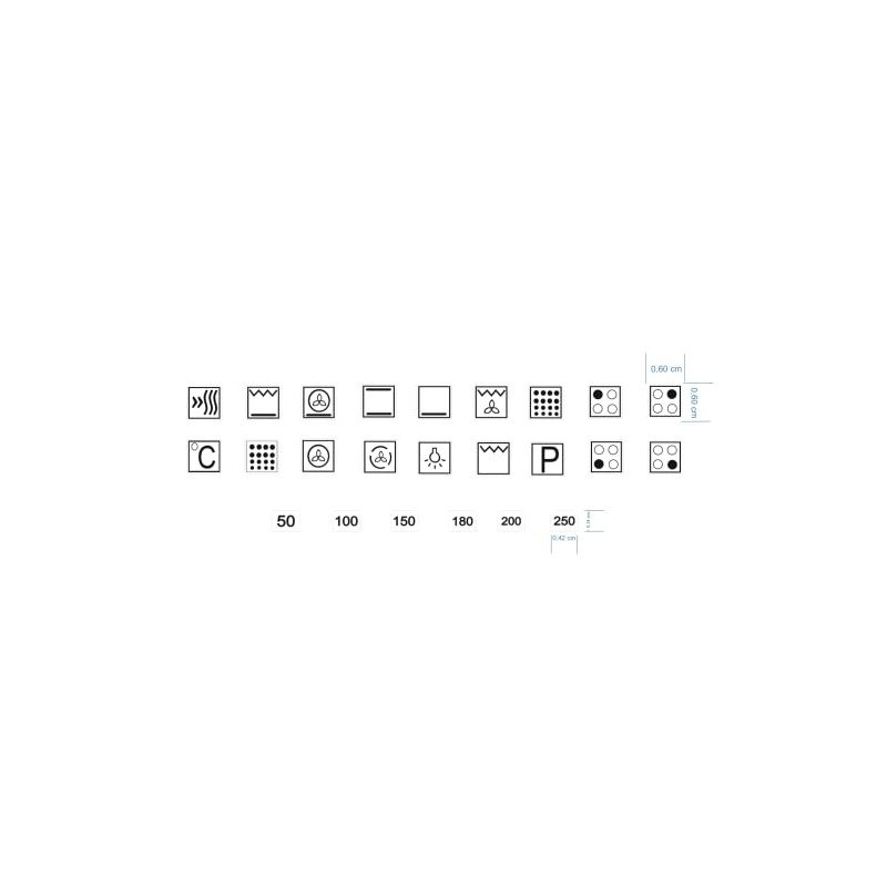 Cooker Sticker Set Cooker Symbols to Stick On (RPt5/1) (6mm)
