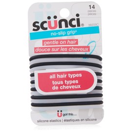 Scunci No-Slip Grip The Evolution Hair Ties, Black 14 ea