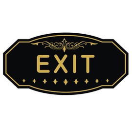 EXIT Victorian Door/Wall Sign (Black/Gold) - Medium 4" x 8"