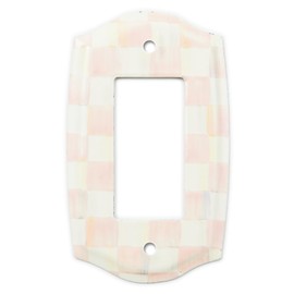 MACKENZIE-CHILDS Enamel Switch Plate, Light-Switch Cover, Single Rocker, Pink-and-White Rosy Check