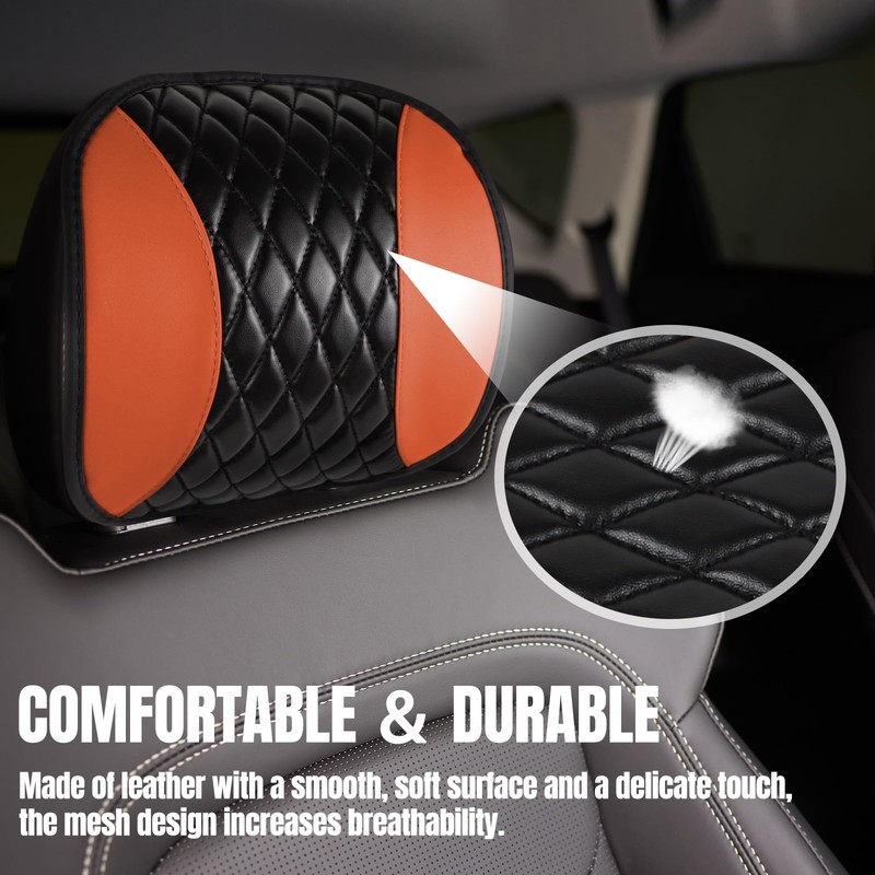 Hovom 2PCS Car Headrest Cover, Soft Breathable Leather Cars Front