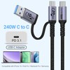JBTOP 20Gbps Android Auto USB C Cable 2-in-1 [1ft, 2Pack]