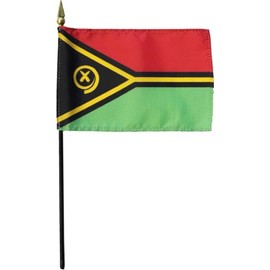 Vanuatu 4 in x 6 in World Flag on 10 inch Black Plastic Stick