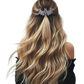 Vintage Celtic Bat Flower Hair Clips - Large Metal Medieval Style Barrettes for Women (bat & flower 6)